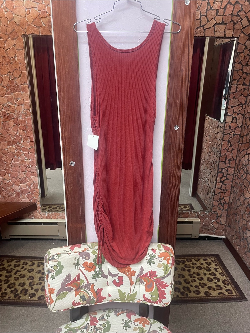 Reformation Ribbed Tank Dress in Brick Red - Picture 6 of 8
